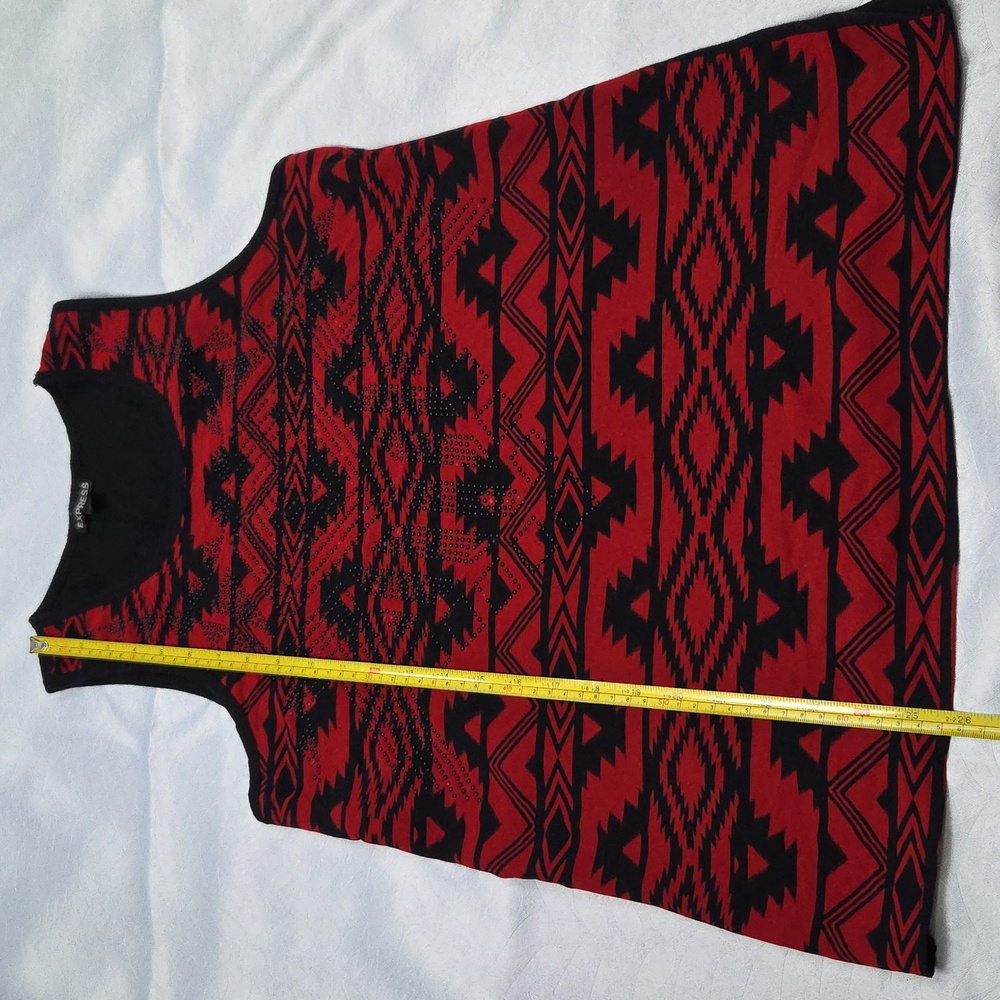 Express Red and Black Aztec Print Tank Top - Picture 6 of 9